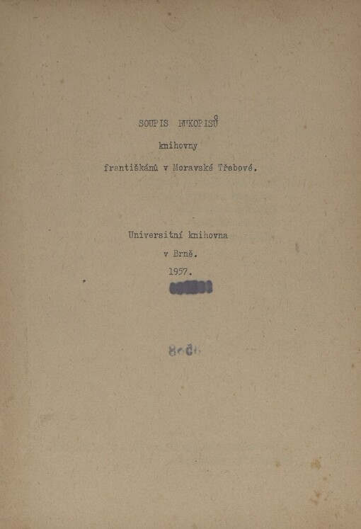 Soupis rukopisů knihovny františkánů v Moravské Třebové