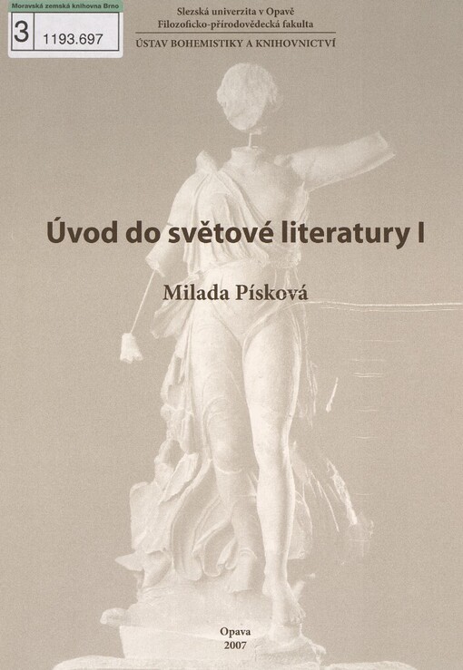 Úvod do světové literatury I : distanční studijní opora