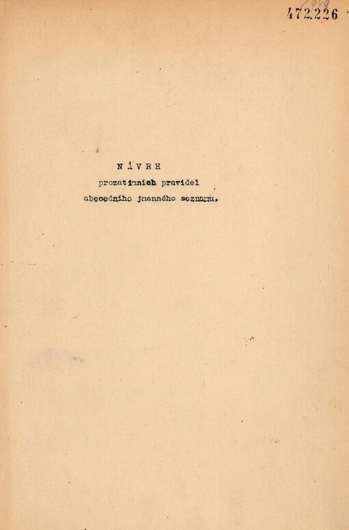 Návrh prozatimních pravidel abecedního jmenného seznamu