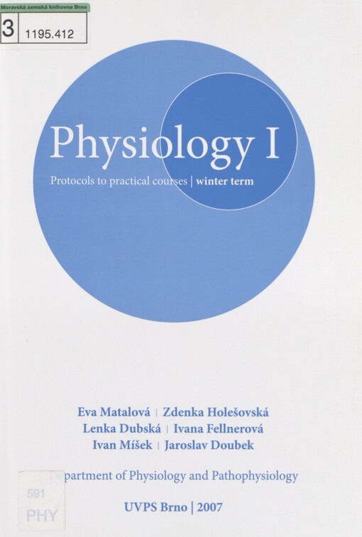 Physiology I: protocols to practical courses - winter term