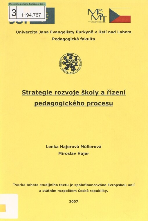 Strategie rozvoje školy a řízení pedagogického procesu: modul Řízení pedagogického procesu