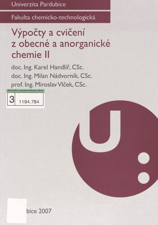 Výpočty a cvičení z obecné a anorganické chemie II