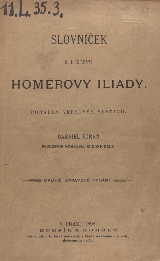 Slovníček k I. zpěvu Homerovy Iliady