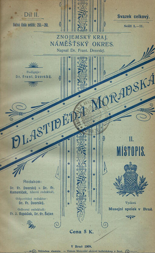 Vlastivěda moravská. II., Místopis Moravy. Díl VI. Místopisu, Znojemský kraj. Čís. 45., Náměšťský okres