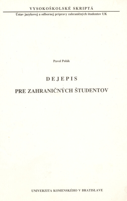 Dejepis pre zahraničných študentov