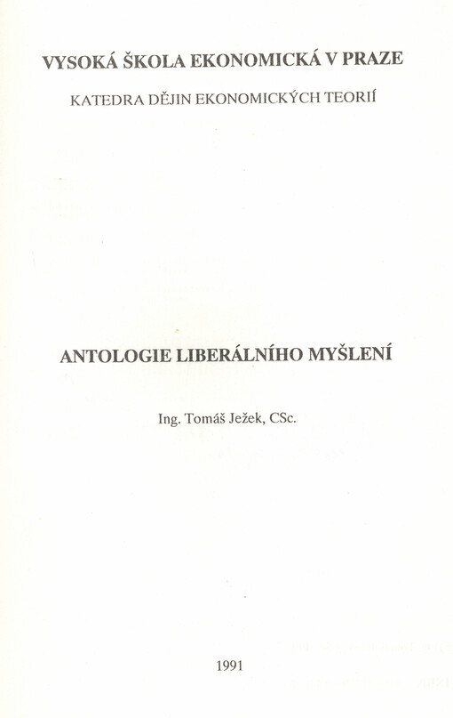 Antologie liberálního myšlení