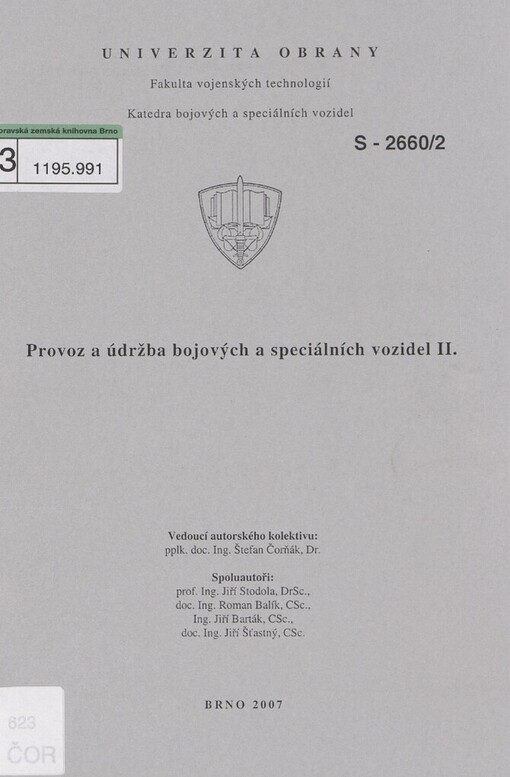 Provoz a údržba bojových a speciálních vozidel II.