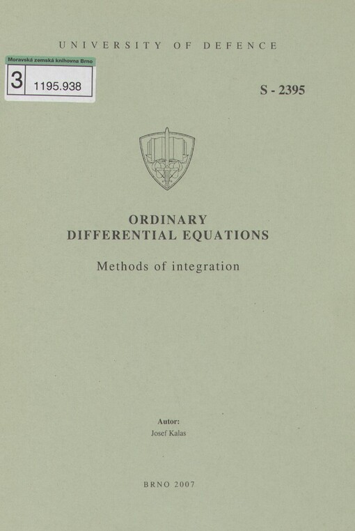 Ordinary differential equations: methods of integration