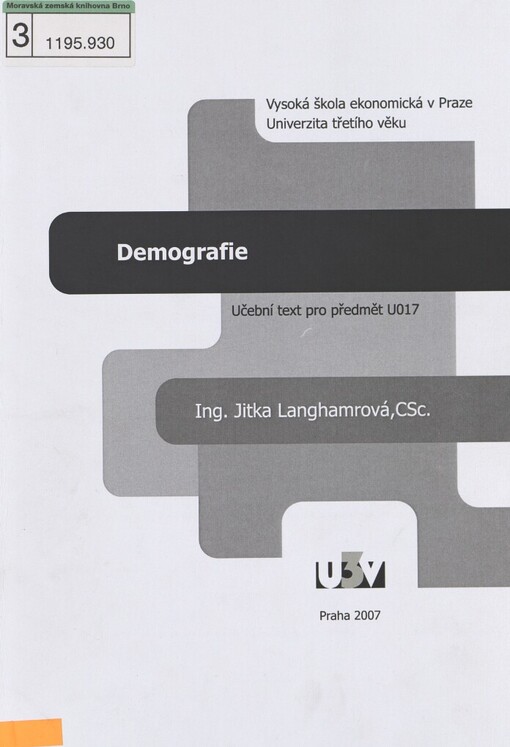 Demografie: učební text pro předmět U017