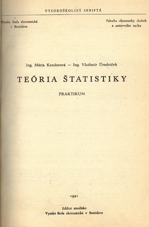 Teória štatistiky : praktikum