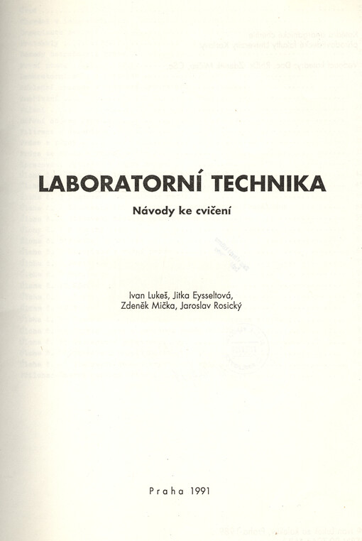Laboratorní technika : návody ke cvičení