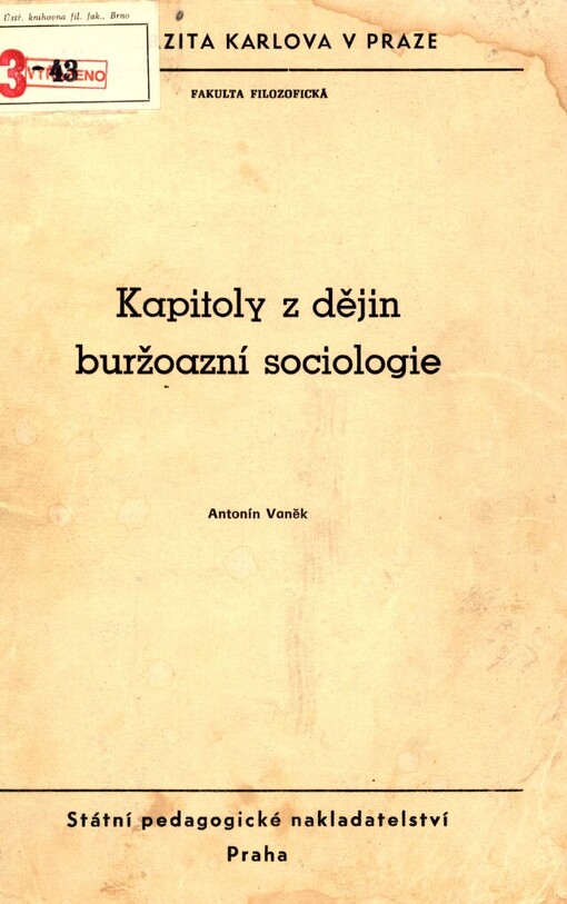 Kapitoly z dějin buržoazní sociologie
