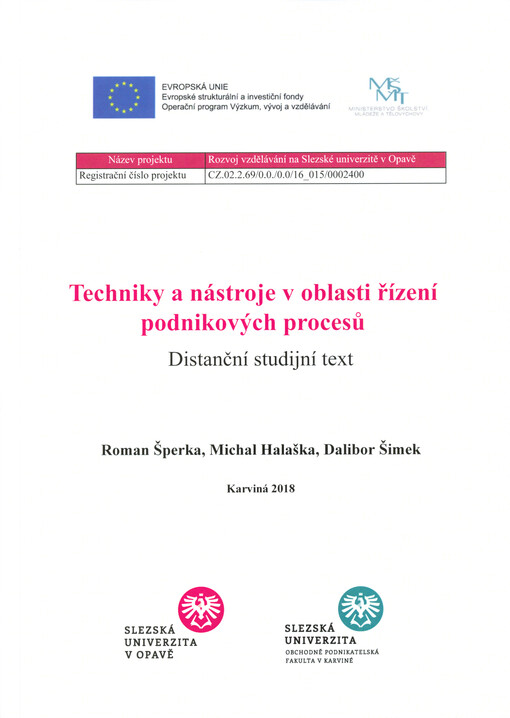 Techniky a nástroje v oblasti řízení podnikových procesů : distanční studijní text