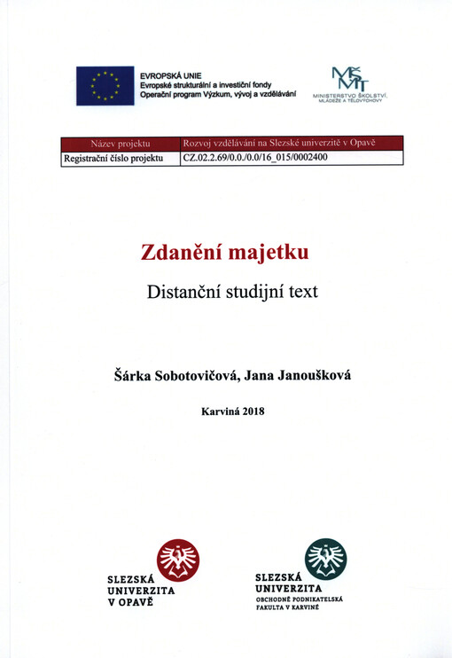 Zdanění majetku : distanční studijní text