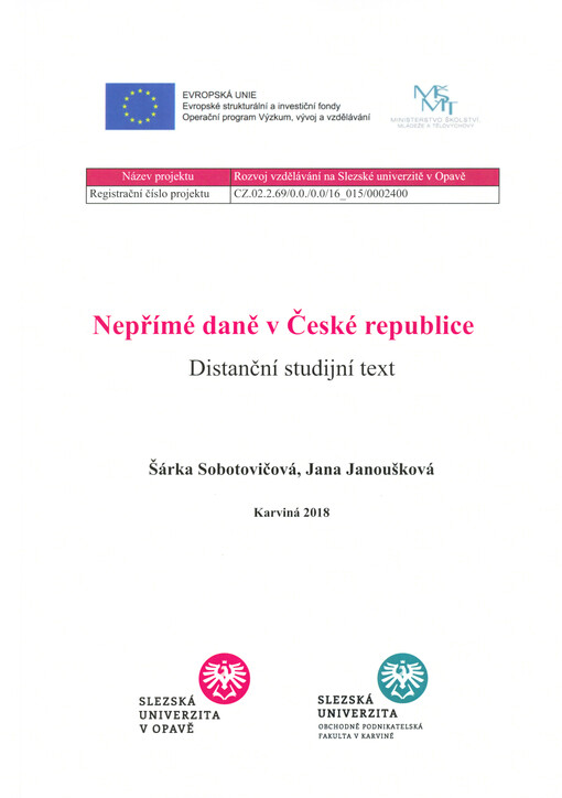 Nepřímé daně v České republice : distanční studijní text