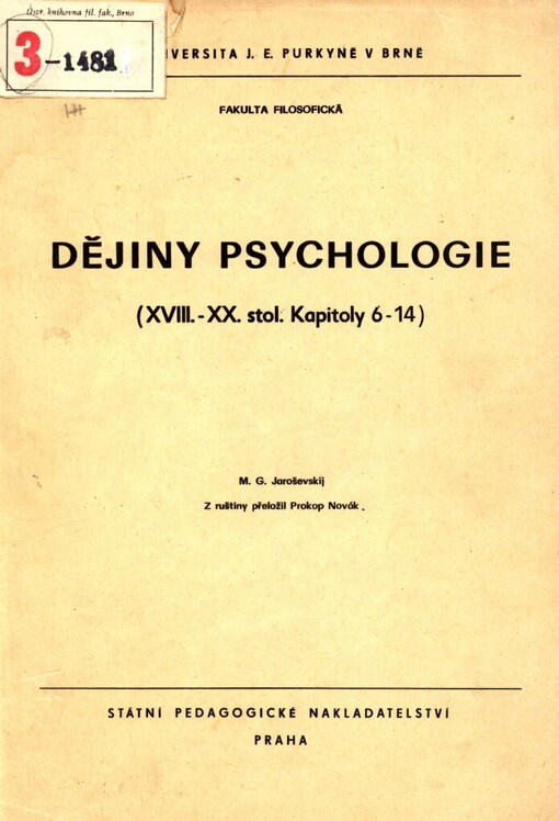 Dějiny psychologie: (18.-20.století, kapitoly 6-14))
