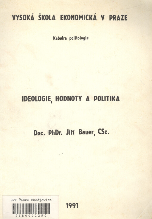 Ideologie, hodnoty a politika