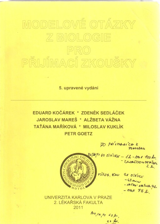 Modelové otázky z biologie pro přijímací zkoušky