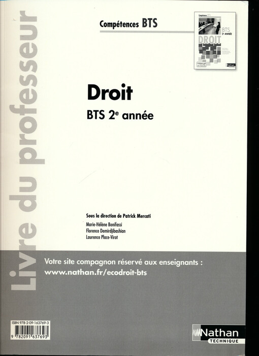 Droit : BTS 2e année : livre du professeur