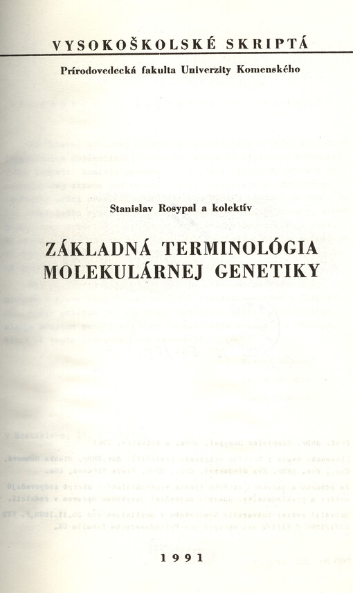 Základná terminológia molekulárnej genetiky