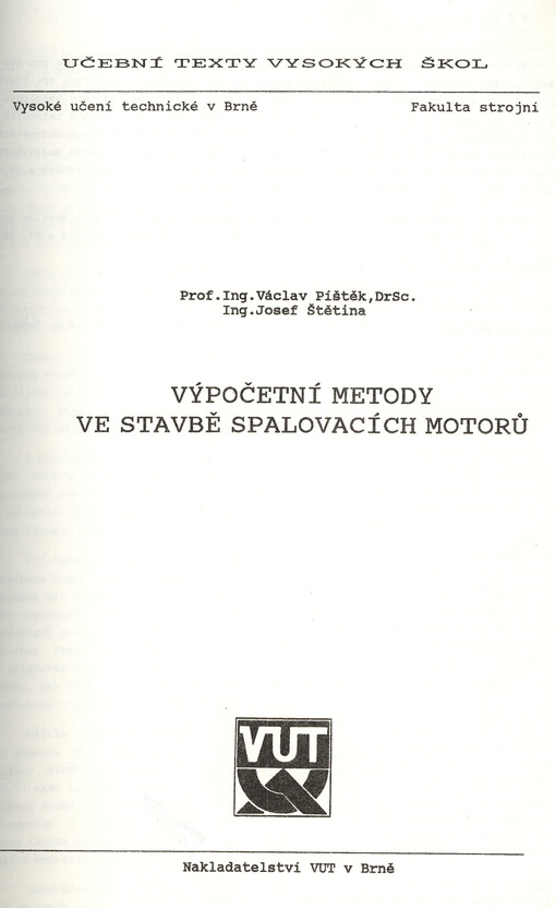Výpočetní metody ve stavbě spalovacích motorů