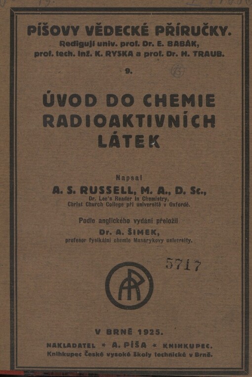 Úvod do chemie radioaktivních látek