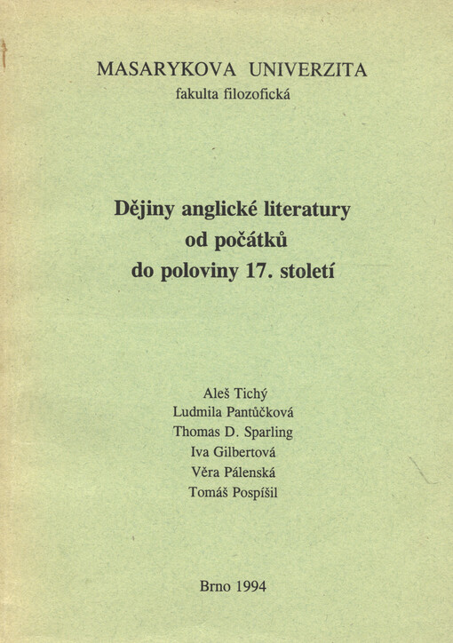 Dějiny anglické literatury od počátků do poloviny 17. století
