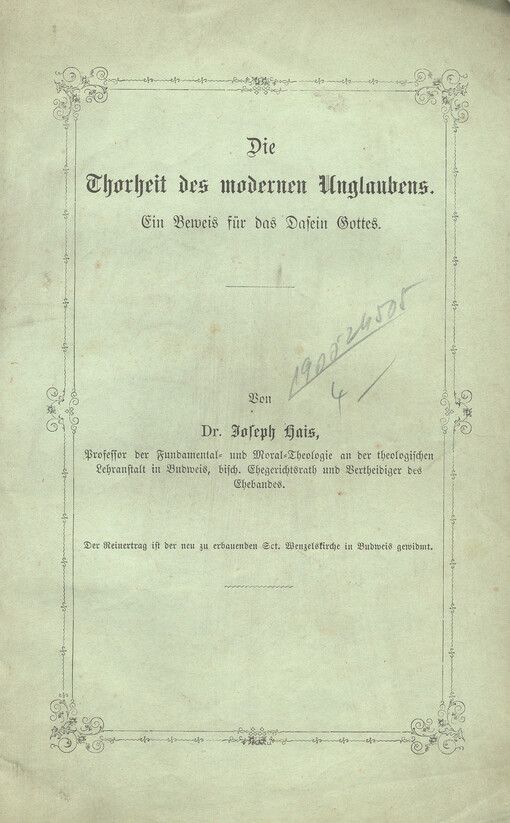 Die Thorheit des modernen Unglaubens : ein Beweis für das Dasein Gottes