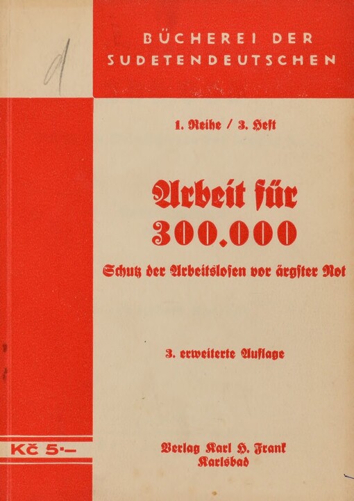 Arbeit für 300.000: Schutz der Arbeitslosen vor ärgster Not : ein Sofortprogramm der SdP