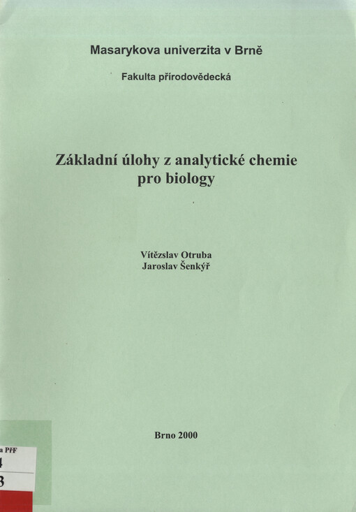 Základní úlohy z analytické chemie pro biology