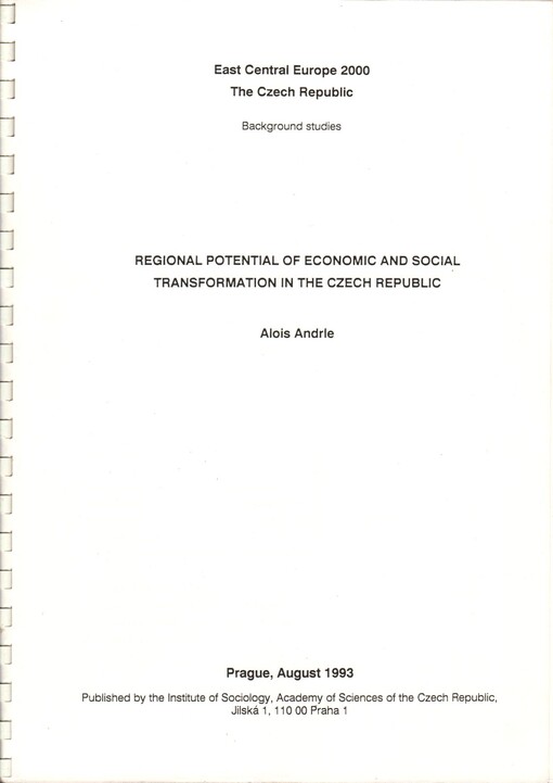 Regional potential of economic and social transformation in the Czech Republic /