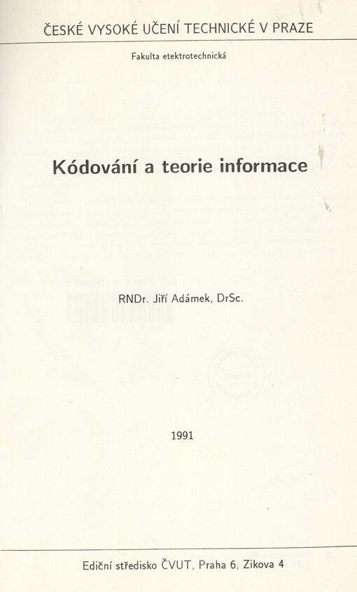 Kódování a teorie informace