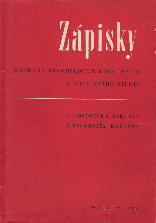 Zápisky katedry československých dějin a archivního studia