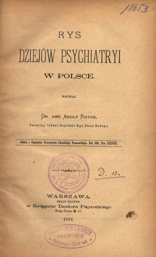 Rys dziejów psychiatryi w Polsce
