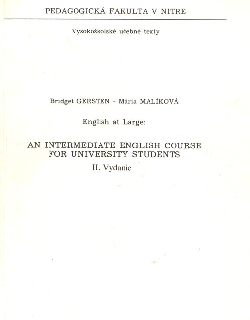 English at Large : an intermediate English course for university students