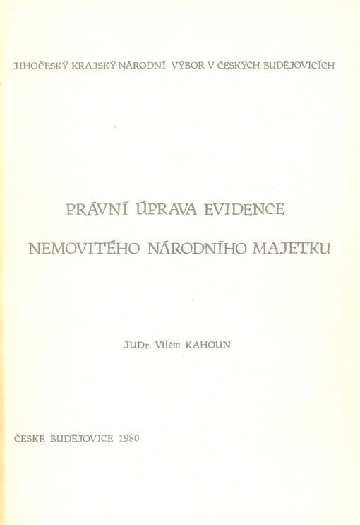Právní úprava evidence nemovitého národního majetku