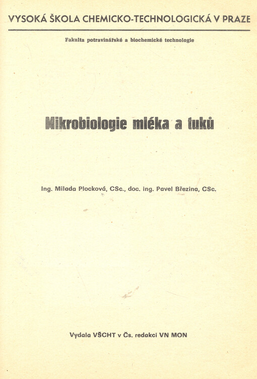 Mikrobiologie mléka a tuků