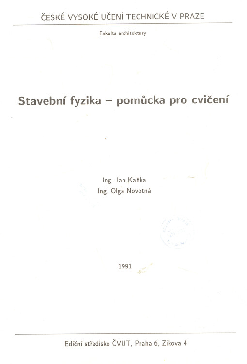 Stavební fyzika - pomůcka pro cvičení