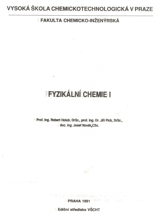 Fyzikální chemie.[Díl] 1