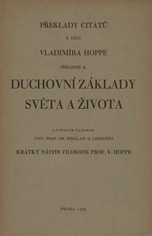 Překlady citátů uvedených v díle Vladimíra Hoppe Přirozené a duchovní základy světa a života