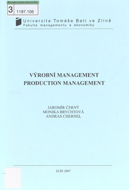 Výrobní management =: Production management