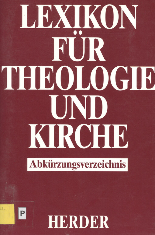 Lexikon für Theologie und Kirche, Abkürzungsverzeichnis