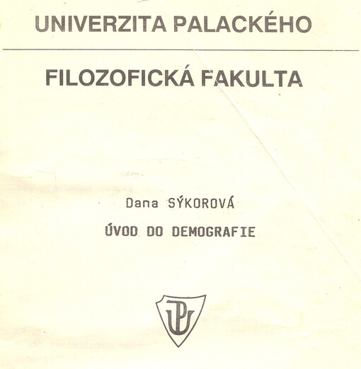 Úvod do demografie: určeno pro posl. oboru sociologie - andragogika