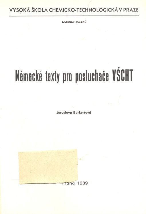 Německé texty pro posluchače VŠCHT