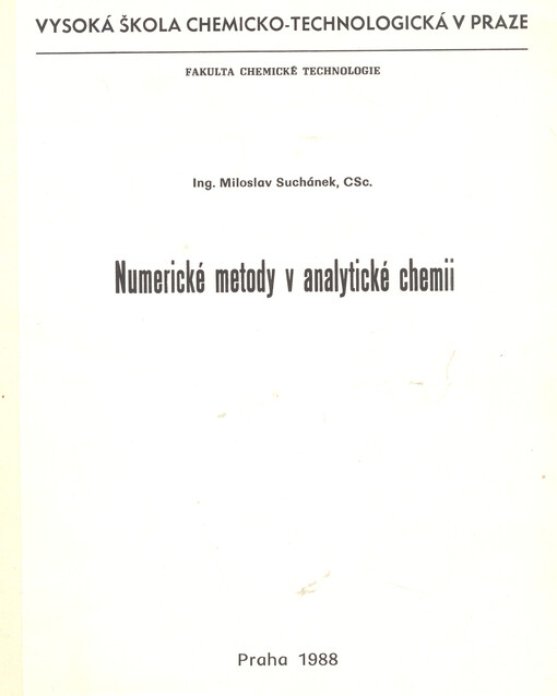 Numerické metody v analytické chemii