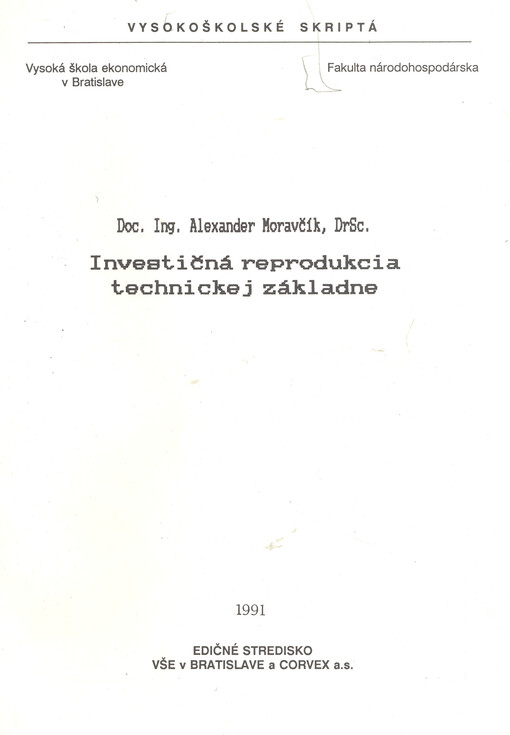 Investičná reprodukcia technickej základne