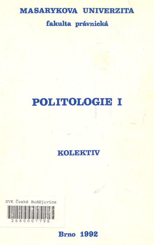 Politologie I : teorie politiky