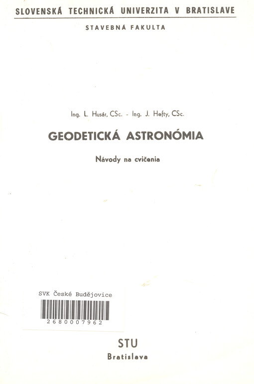 Geodetická astronómia : návody na cvičenia