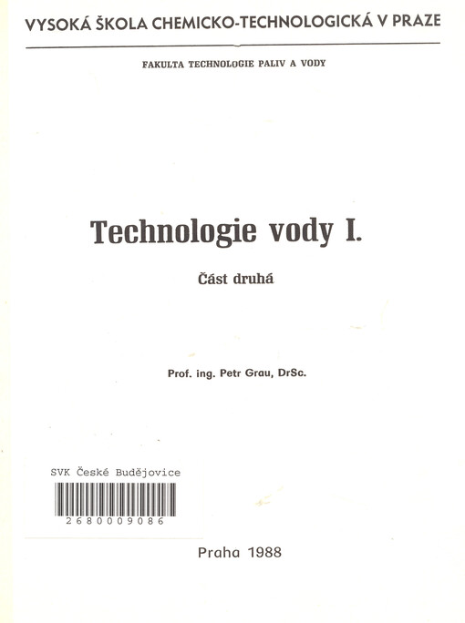 Technologie vody.[Díl] 1, Část 2