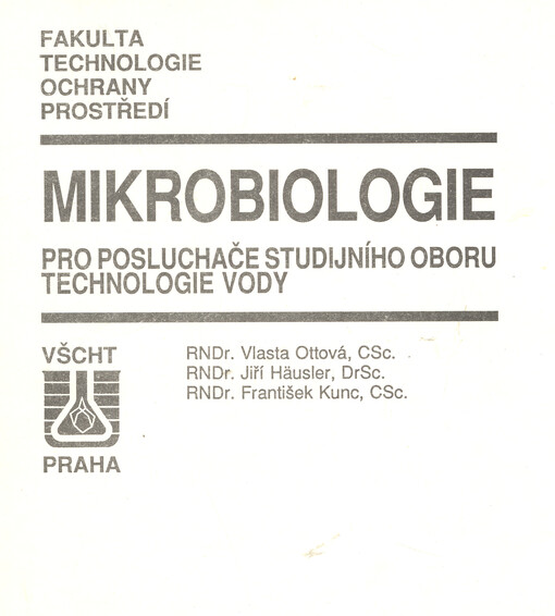 Mikrobiologie pro posluchače studijního oboru technologie vody